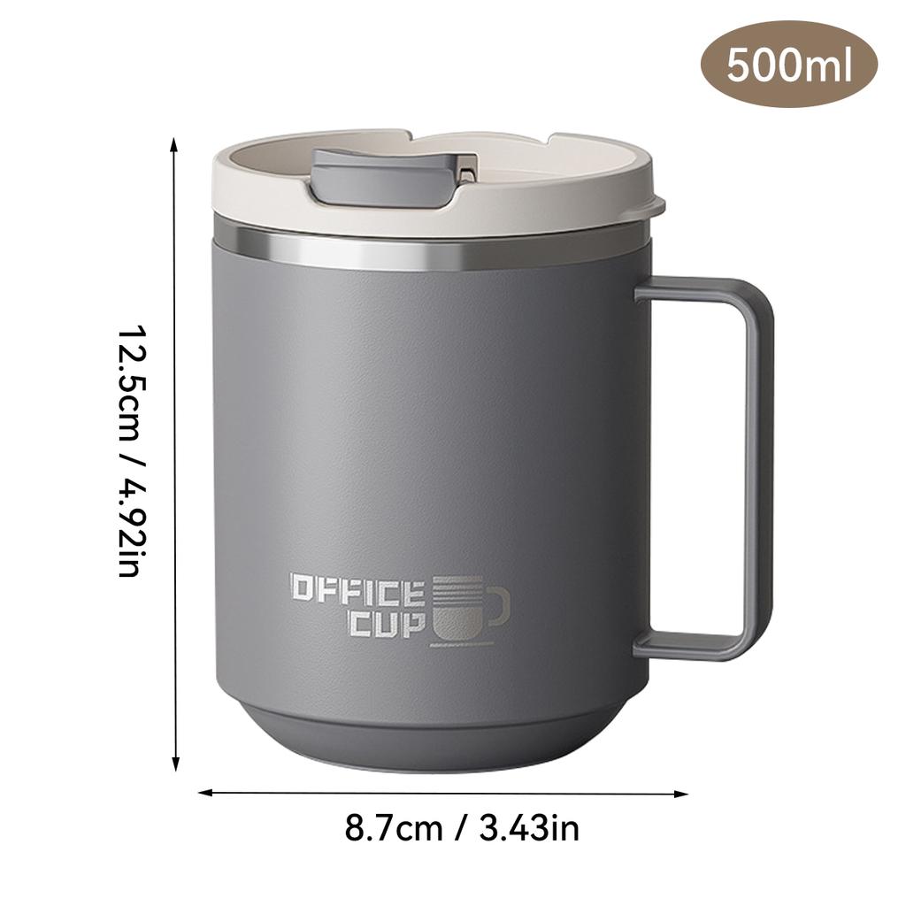 500ml Insulated Coffee Mug 304 Stainless Steel Double Wall Milk Coffee WIth Handle Leak-proof Drinking Cup Drinkware For Student