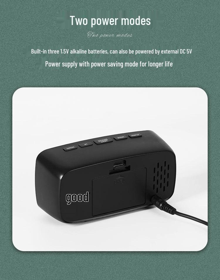 Multi-Function LED Mirror Alarm Clock with Makeup Mirror, Battery or Plug-In Options (Model: 0711-0712)