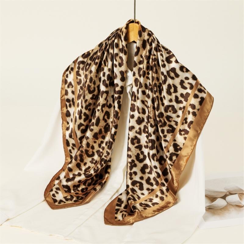 Stylish Leopard Print Sun Protective Lightweight Shawl Shoulder Wrap Scarf For Outdoor Beach Music Festivals