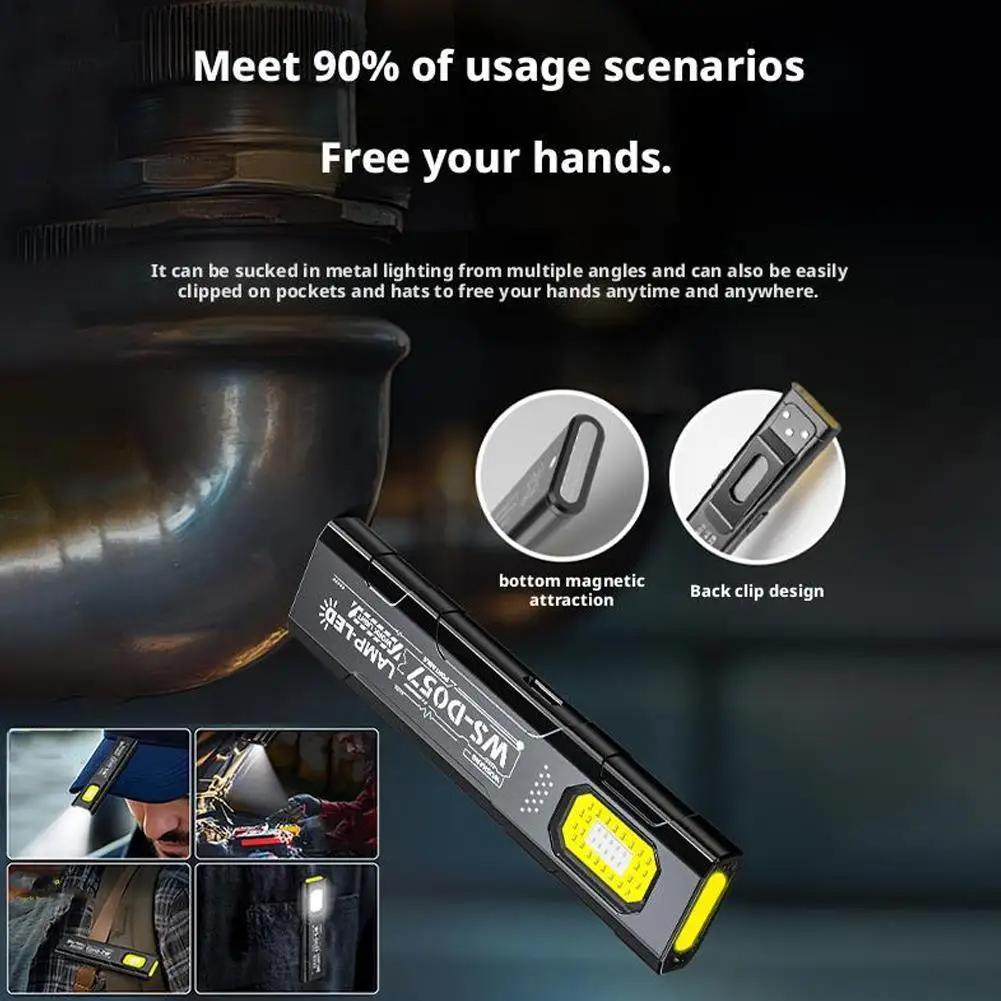 LED Keychain Flashlight Rechargeable 550LM Portable Mini Torch Pocket Lantern Flood Work Light With Magnet For Emergency