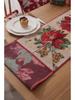 Jacquard Polyester-Cotton Christmas Table Runner with Floral Bells