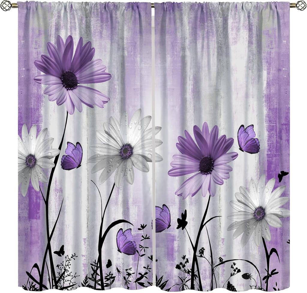 Birds Bible Verse Kitchen Curtains, Christian Rustic Flower Cross Scripture Quote Hummingbird Window Drapes For Bedroom