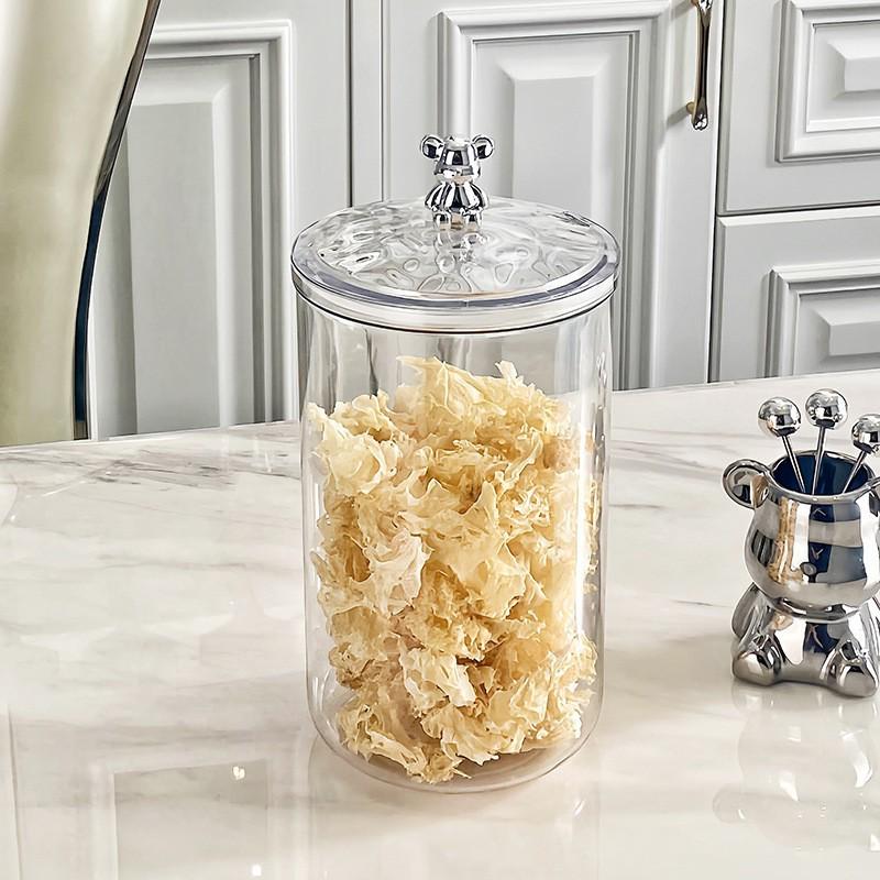 Transparent Bear-Shaped Sealed Jar with Lid for Kitchen and Living Room Storage