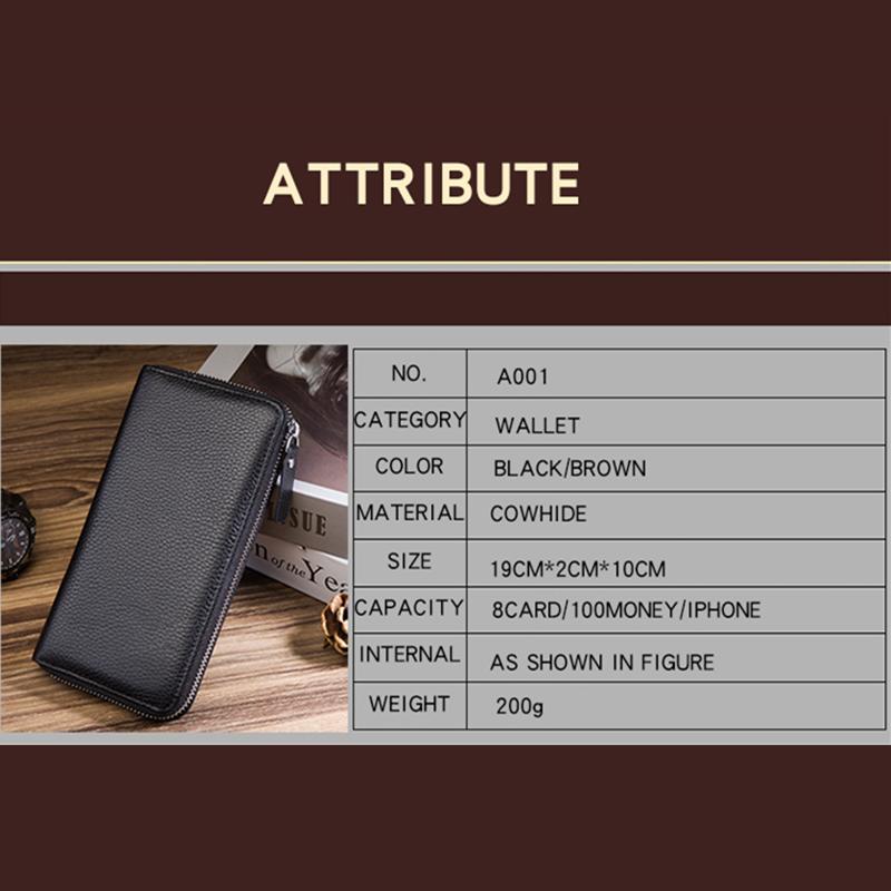 New Men's Wallet European and American Leather First Layer Cowhide Coin Purse Long Clutch Bag Business Gift Small Bag