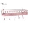 Organizzatore da Parete Robusto, Mensole Galleggianti Montate, Scaffale in Metallo con 5 Ganci, Portachiavi, Supporto Rustico per Piante, Organizer per Posta, Scaffale per Ingresso