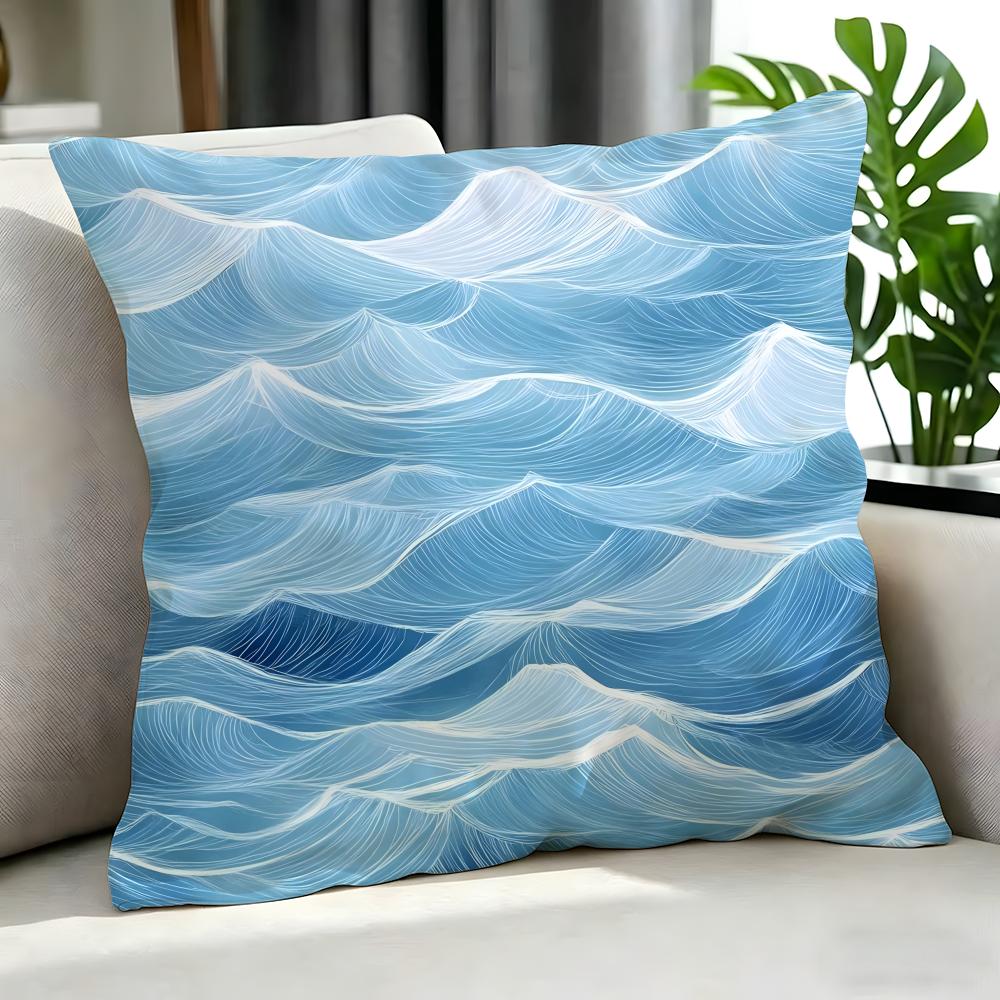 Art LLight blue ocean rippled Cushion Cover Cushion Cover Set Pcs x x x Pillowcase Decorative Sofa Home Decor