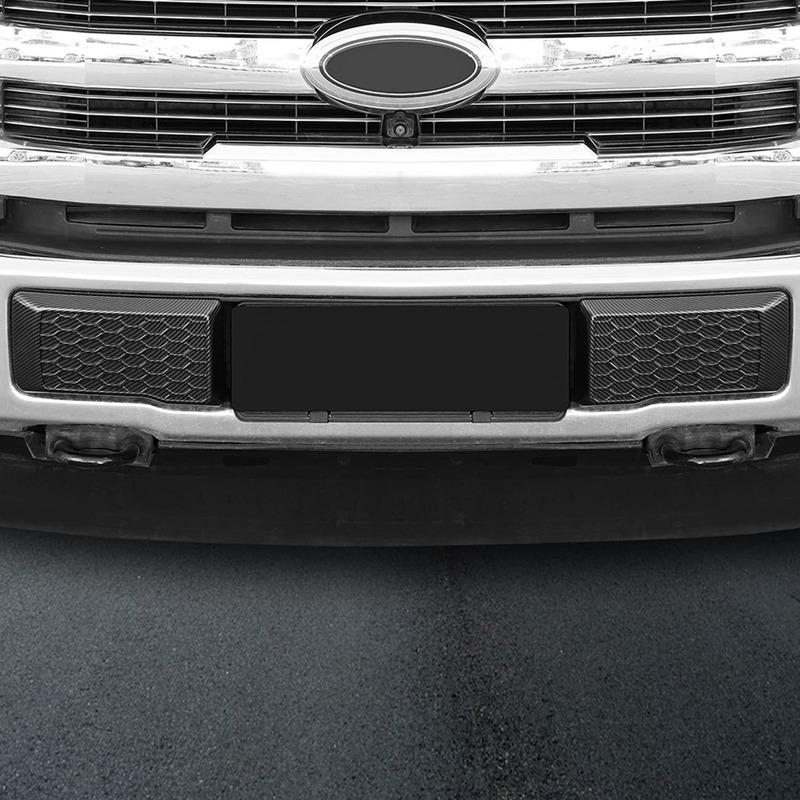 Left & Right Front Bumper Guard Pads Ert Cap Cover for Ford F150 2015 2016 2017 2018   , ABS Carbon Fiber
