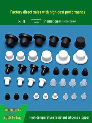 Black High-Temperature Resistant T-Shaped Silicone Stopper - Round Hole Rubber Gasket & Shock-Absorbing Blind Plug
