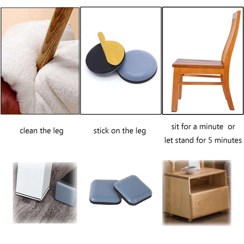 4pcs Self-Adhesive Furniture Leg Slider Pads Thickening Feet Rug Felt Pads Anti Slip Mat Bumper Damper Chair Table Floor Protect