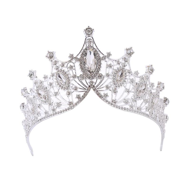 Bridal Crown Three Piece Set Alloy Hair Hoop Wedding Necklace Earrings Headdress Winter Red Wedding Hair Accessories New