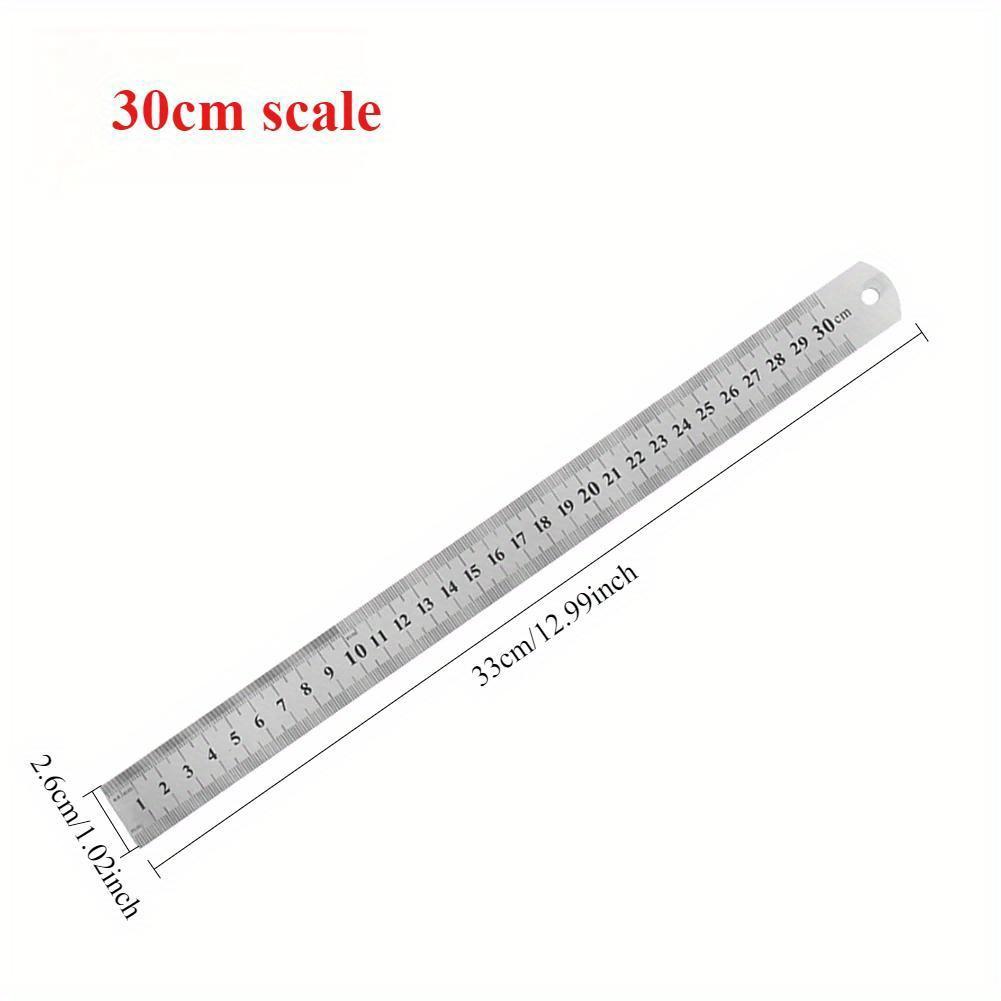

1 шт. Металлическая линейка из нержавеющей стали, прямая, двусторонняя, прецизионный измерительный инструмент, шкала, метрическая линейка, аксессуары 30 см 30CM серебряный