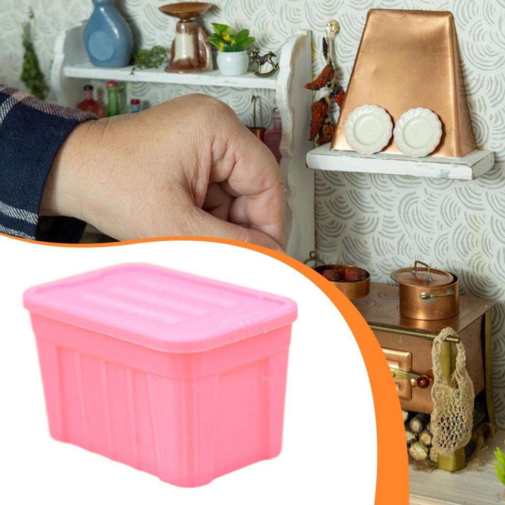 1/12 Miniature Storage Box with Lid Collections Mini Organizer Ornament for Micro Landscape DIY
