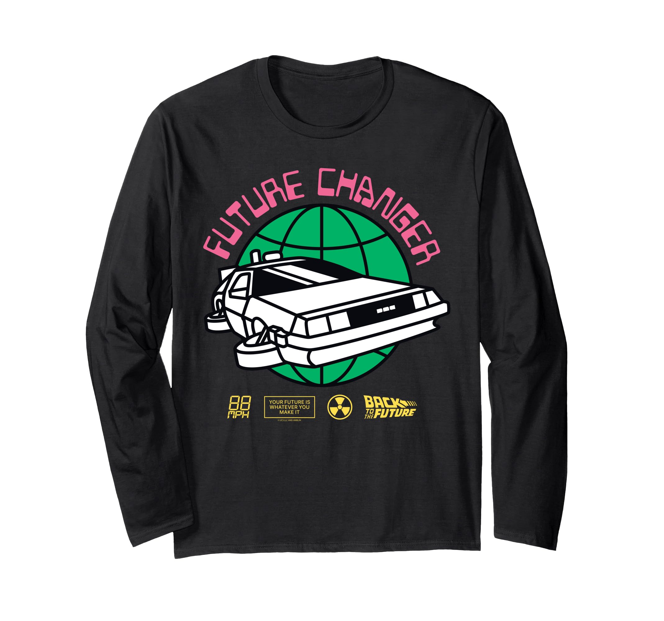 

Back to the Future Globe Future Changer Time Machine Retro Long Sleeve T-Shirt