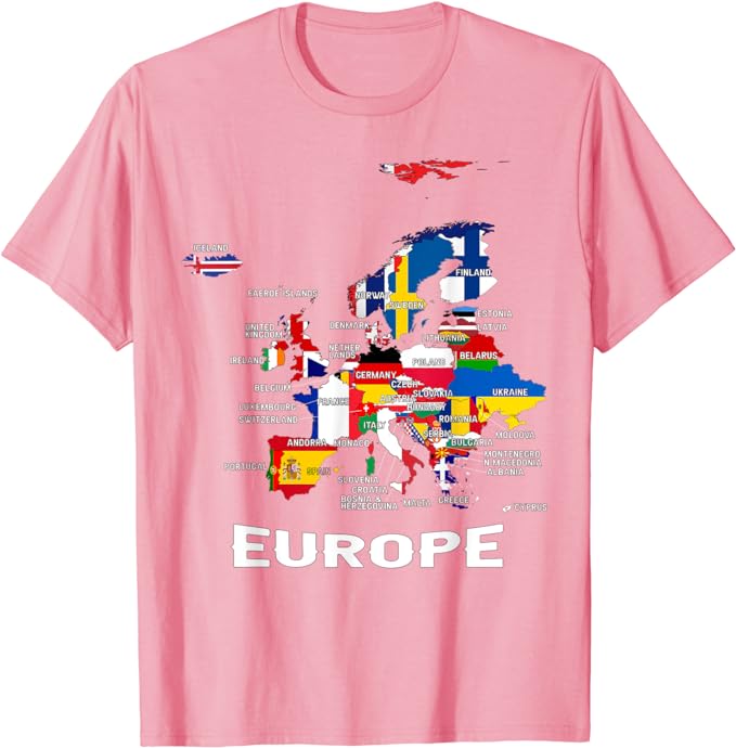 Flag of Europe, European Flags, Map of Europe, European Maps Political T-Shirt Geography Lovers Outfit Humor Funny Trip Tee Gift