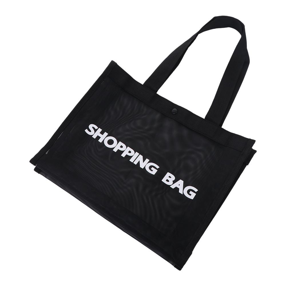 Black Transparent Nylon Mesh Shopping Bag Large Capacity Shoulder Handbag For Shopping Bags Breathable Beach Travel Storarge Bag