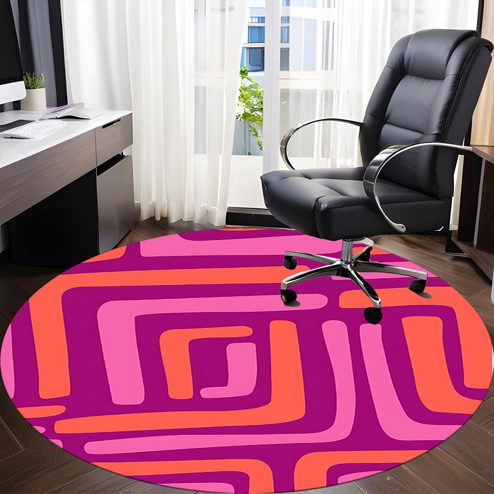 1PC Abstract Pattern Office Round Area Rug, Mat Suitable For Office, Under Office Chairs Bedroom Living Room Home Decor, Room Deco