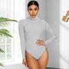 Women's Long Sleeve High Neck Bodysuit Fall Slim Fit Ribbed Knit Sweater Tops Sexy Bodycon Stretchy Basic Bodysuit