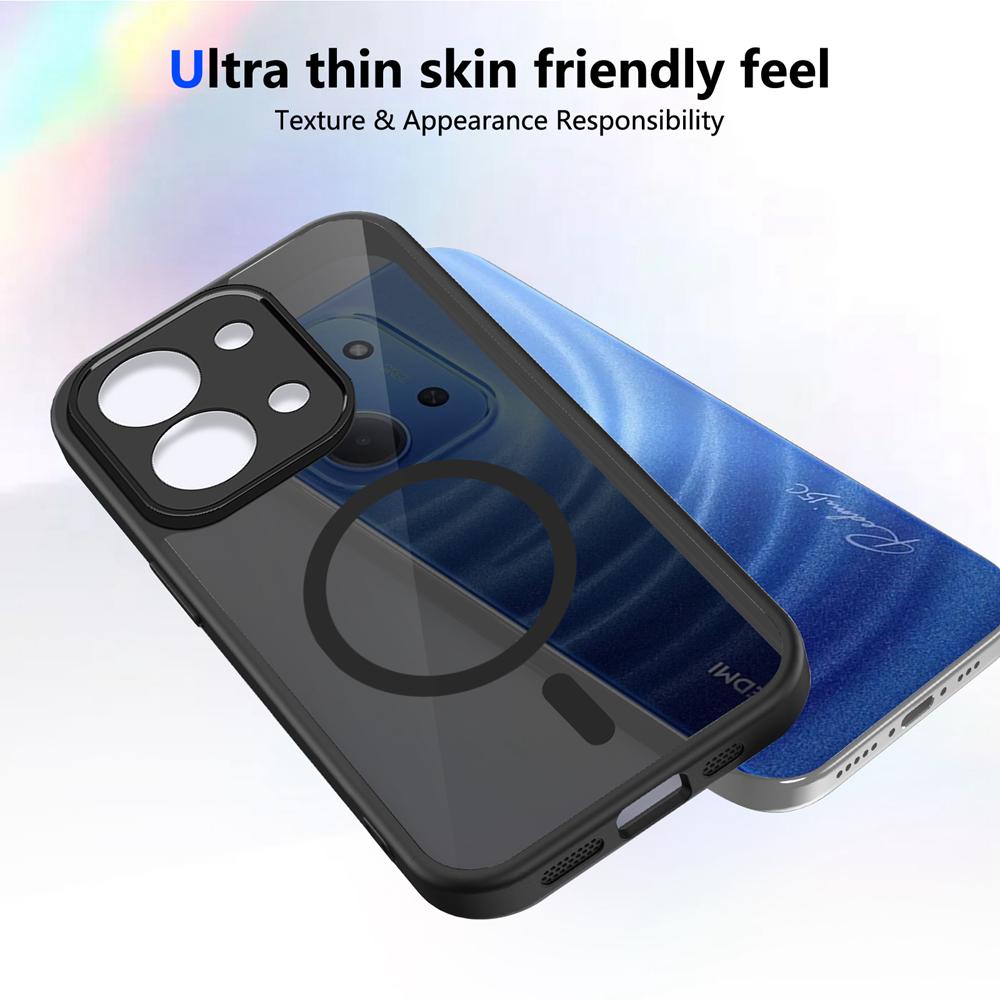 KEYSION Magnetic Phone Case for Xiaomi POCO C85 Silicone+PC Matte Translucent Clear Shockproof Back Cover for Redmi 15C 171mm