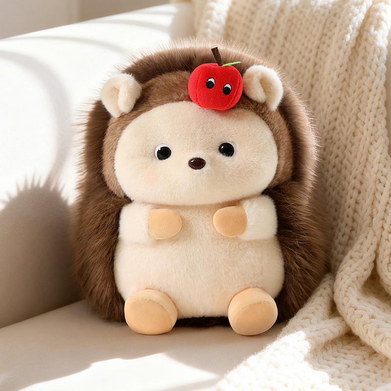 30/40cm Cute Fluffly Hair Hedgehog Plush Doll Kawaii Stuffed Animals Soft Kawaii Apple Hedgehog for Girls Birthday Gifts Decor