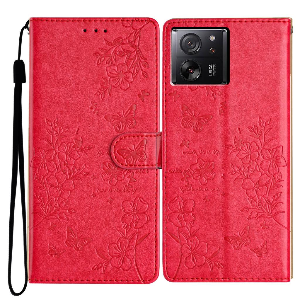 For Xiaomi 13T/13T Pro/Redmi K60 Ultra Stand Case Butterfly Floral Imprint Leather Phone Cover