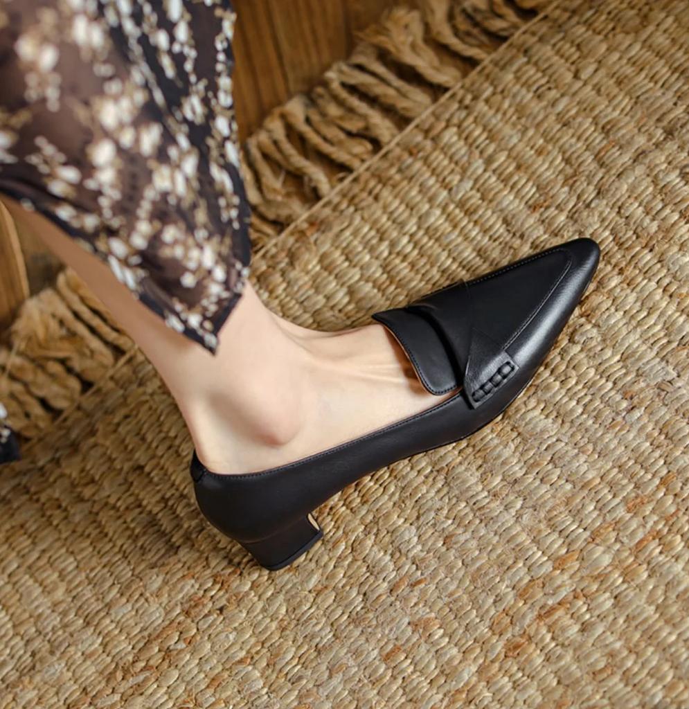 Shoes For Women 2024 Moccasins Ladies Summer Footwear Pointed Toe Loafers Formal Black Young On Sale Offer Spring Non Slip 39 E