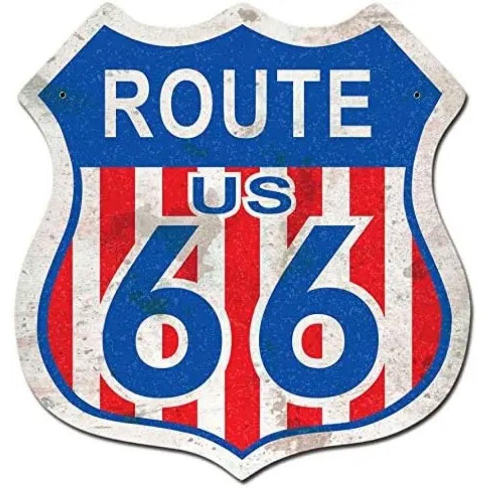 

Вінтажна металева квадратна табличка Route 66 Декор для гаража, дому, бару 20x20 см