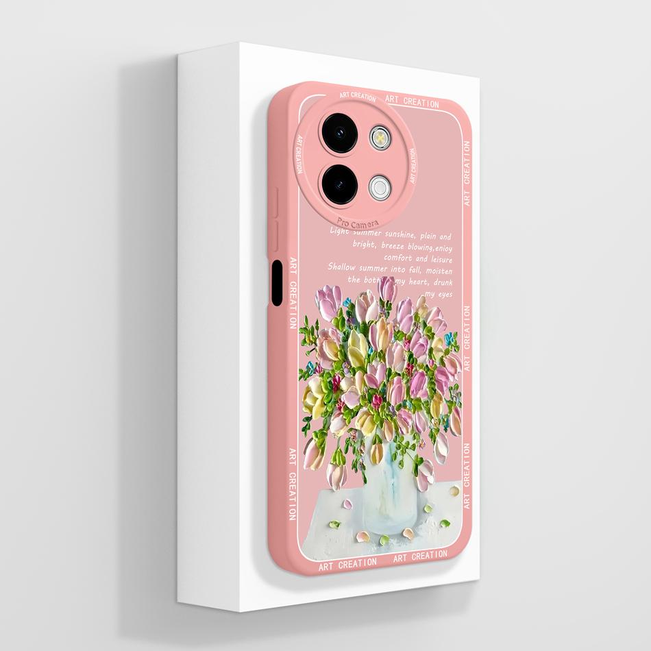 Case For Vivo Y38 Y58 T3X Y200i Y200T 5G Cute Panda Funda Soft Liquid Silicone Camera Protection Back Cover Shockproof Bumper