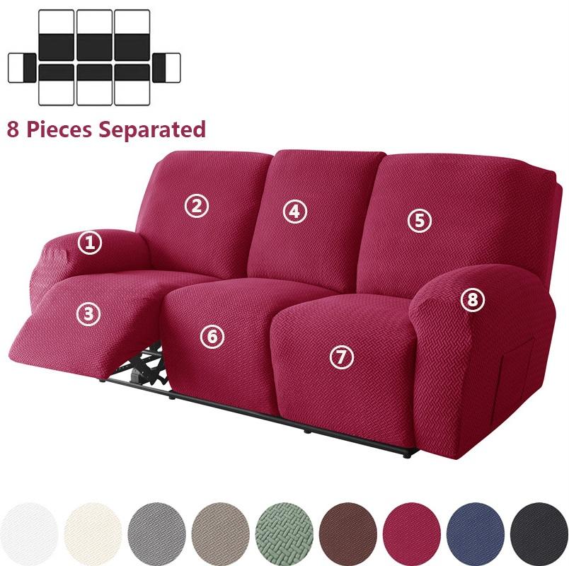 Nordic Solid Color Jacquard Recliner Sofa Coves For Living Room Stretch Reclining Chair Cover Relax Lazy Boy Armchair Slipcover
