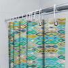 Brightly Colored Geometric Shower Curtain For Bathroom Decor Modern Waterproof Fabric With Hook Rings Set (Blue/White/Green)