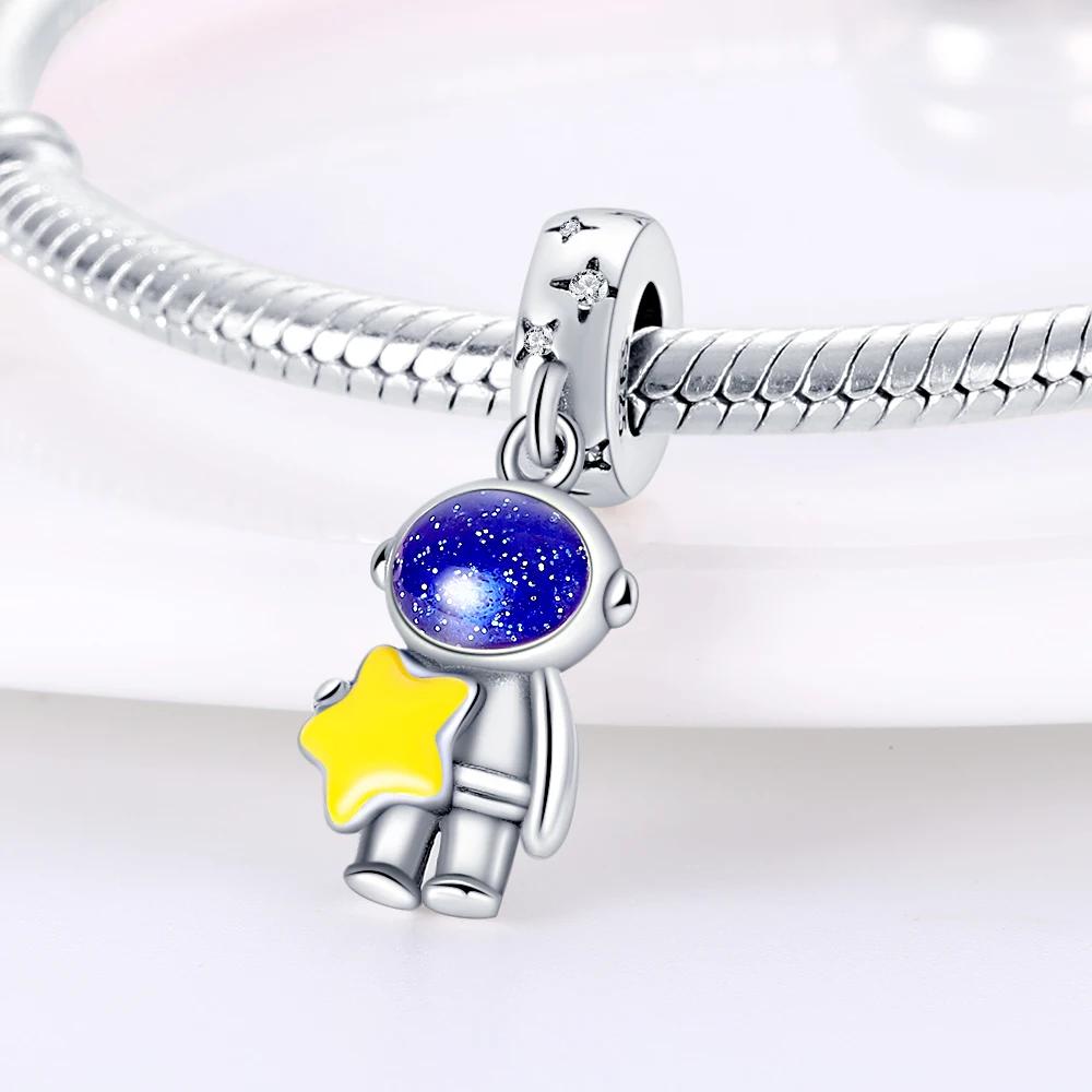Charm Bead Components Authentic Original Copper Metal Plated Starry Sky Space Pendant Bead Component Bead Components Compatible With Bracelet High
