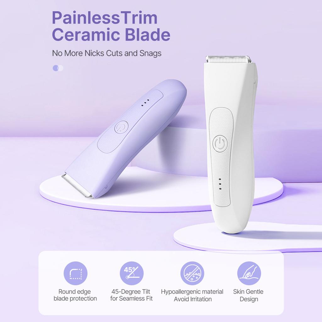Women's Body Hair Shaver, Electric Pubic Hair Shaver, Set With 2 Guards, Replaceable Ceramic Heads, Wet And Dry Shaver, 90 Minutes Shaving