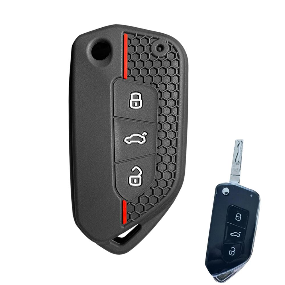 For VW Golf Jetta 4 Tiguan Modified Folding Case For Beetle Polo Pass Passat B5 Caddy For Seat Skoda Silicone Car Key Holder
