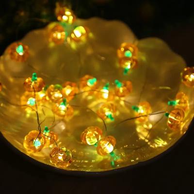1pc Halloween Pumpkin Copper Wire String Lights Battery Powered Fairy Lamp Warm White For Home Bedroom Window Party Decoration