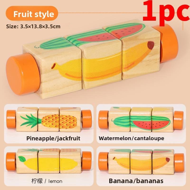 Wooden Baby Toddler Rotating Puzzle Animal Recognition Educational Toy For Early Learning