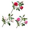 3 Branch Mini Rose Heads Artificial Flower Bouquet Faux Rose Bouquet with Stem for Wedding Party Home Office Floral Arrangement Table Decor