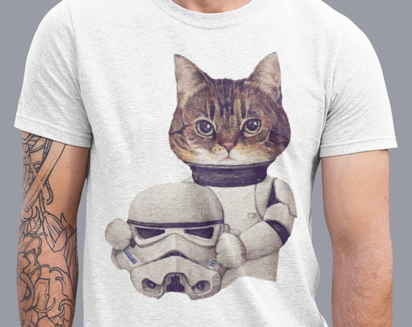 Star Wars Cat Shirt, Stormtrooper outfit tee, Cute Star Wars Tshirt, Star Wars Lover Gift, Cat Lover shirts, Disneyland Trip Animal Tee L