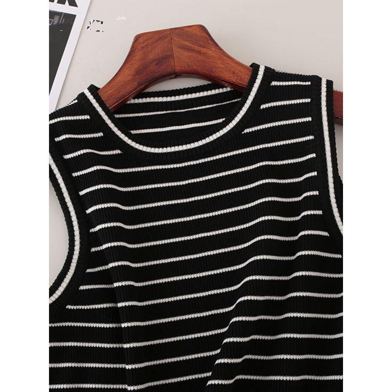 Stripes Knitting Camisole Women's Summer 2025 New Arrival Slimming Belly-Covering Inner Bottoming Top Women
