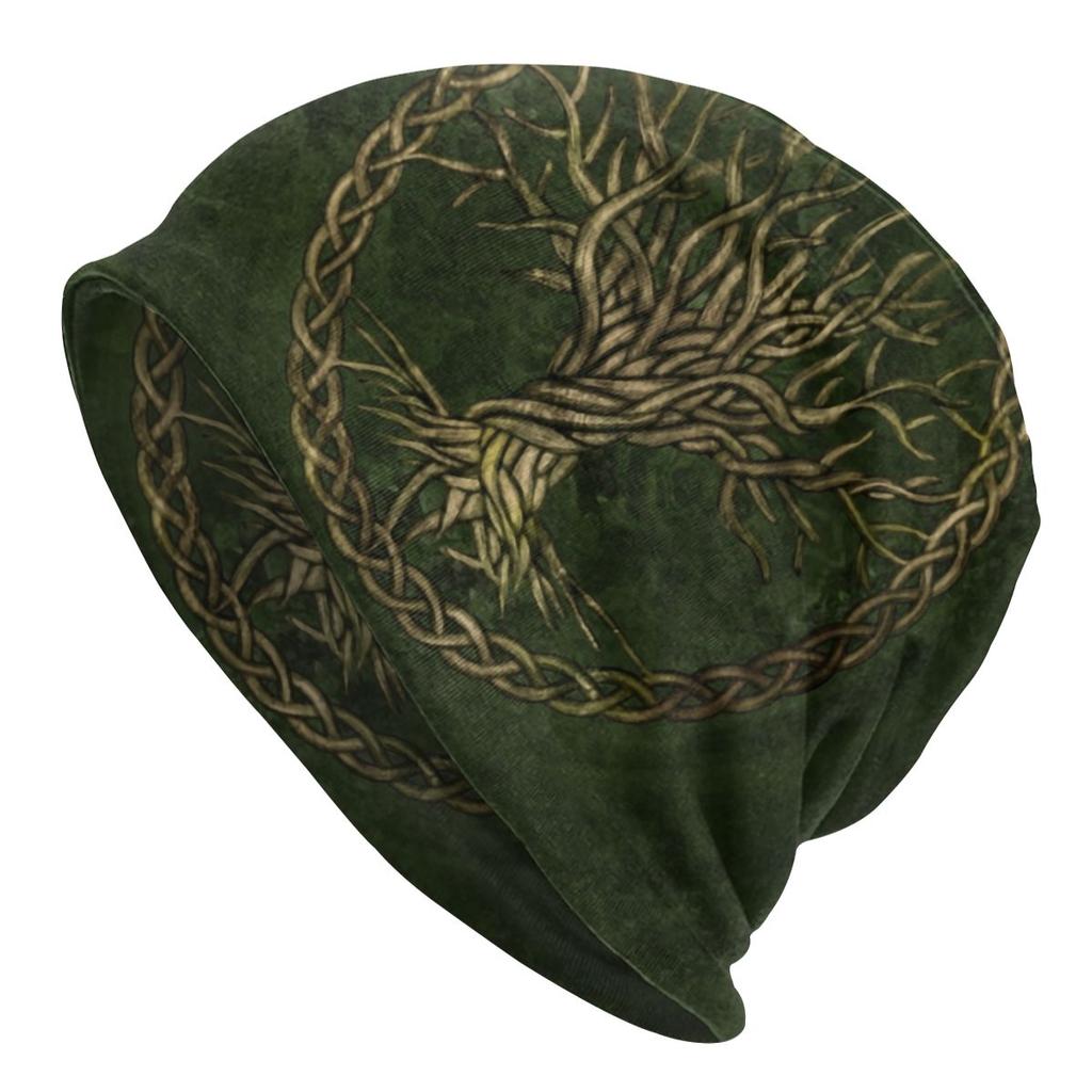 Custom Winter Warm Bonnet Homme Knit Hats Tree Of Life With Triquetra On Futhark Beanie Cap Vikings Beanies Caps Unisex WoUnisex