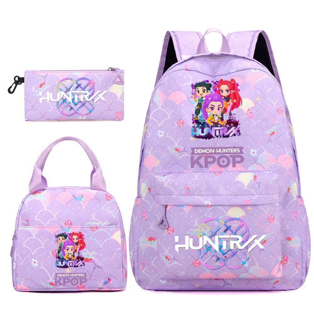 3Pcs/set Cute Kpop Printed Backpack Handbag Pencil Case for Teenger Student Girl Boy Schoolbag Kid Bookbag Large Capacity Travel Bag Gift Mochila