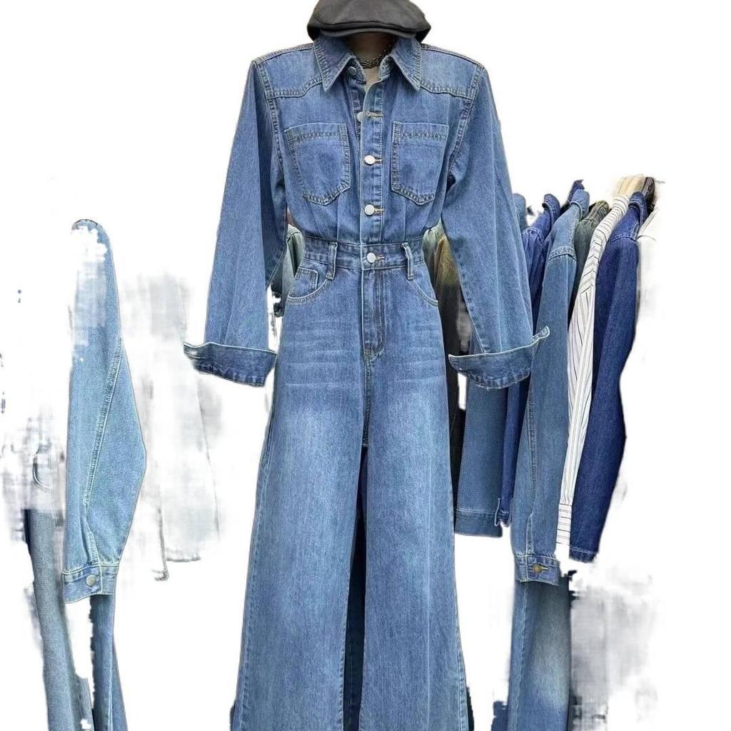 Lässiger Damen-Frühlings-Denim-Jumpsuit mit stilvollem Nischen-Design