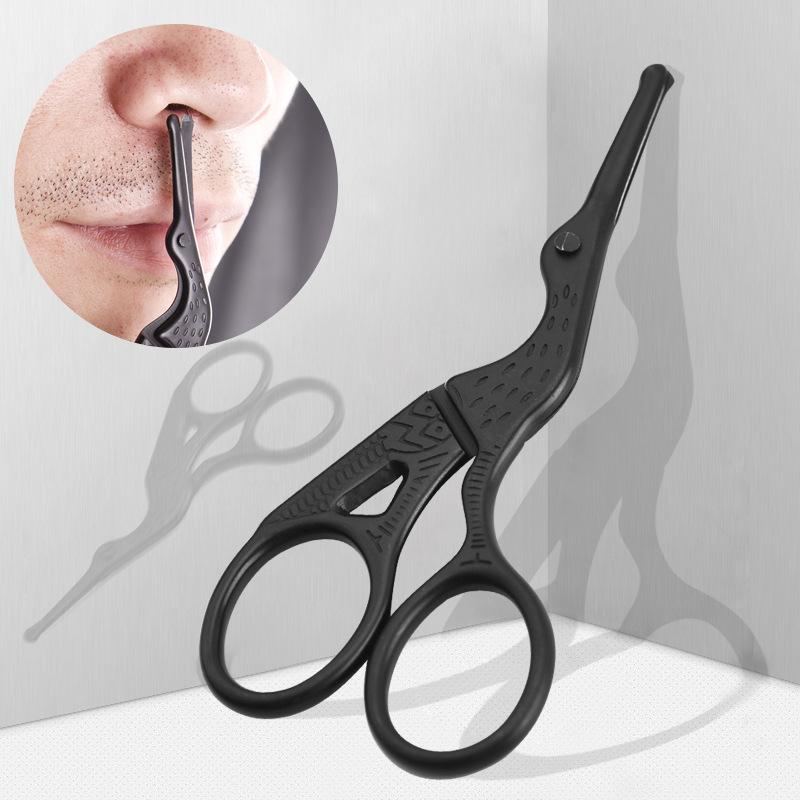 Round Stainless Head Steel Nose Hair Scissors Stork Type BeautyScissors For Eyebrows Nose Hair Beard Ear Hair Eyebrow Scissor