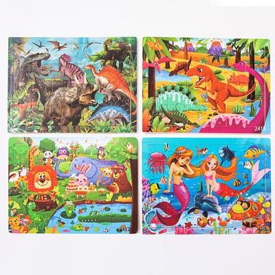 Puzzle in legno da 24 pezzi, puzzle per bambini con animali, dinosauri, cartoni animati, aerei, giocattolo educativo a blocchi per la prima infanzia