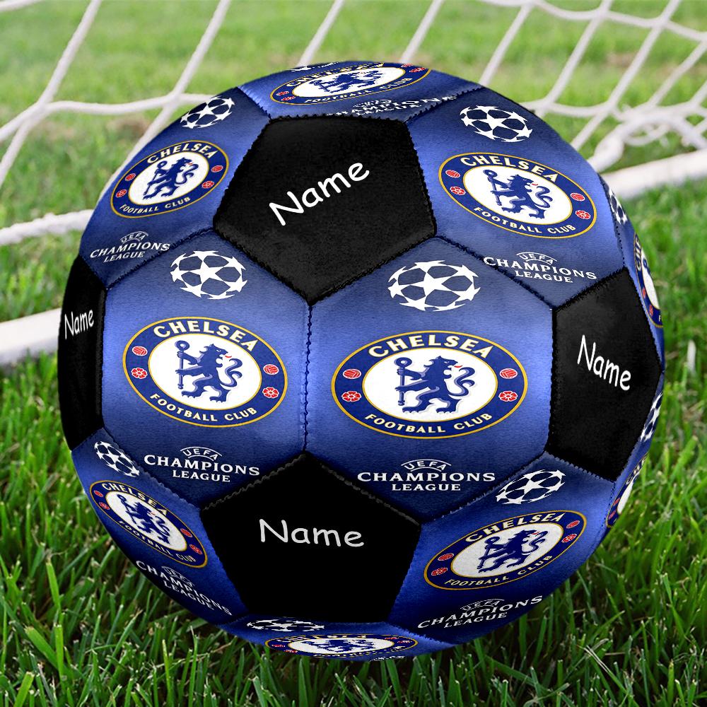 Individuell beschriftbarer Fußball im Chelsea FC Design, Größe 5, Geeignet für Indoor- und Outdoor-Spiele, ein Geschenk für jeden geeignet.