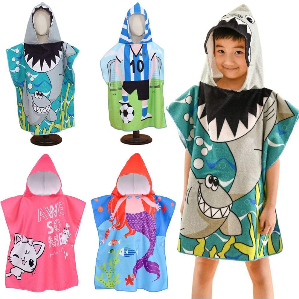 With Hooded Kids Bathrobe Washcloth Poncho New Beach Towel  Kids