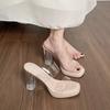 Small people, platform heels, transparent sandals, crystal sandals, women's summer wear