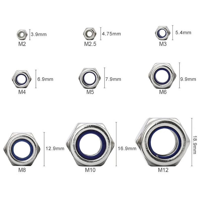 290 Pieces of Stainless Steel Nylon Nut Set