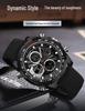 Sanda Dual Display Men's Multifunctional Sports Watch with Silicone Strap and Waterproof Feature
