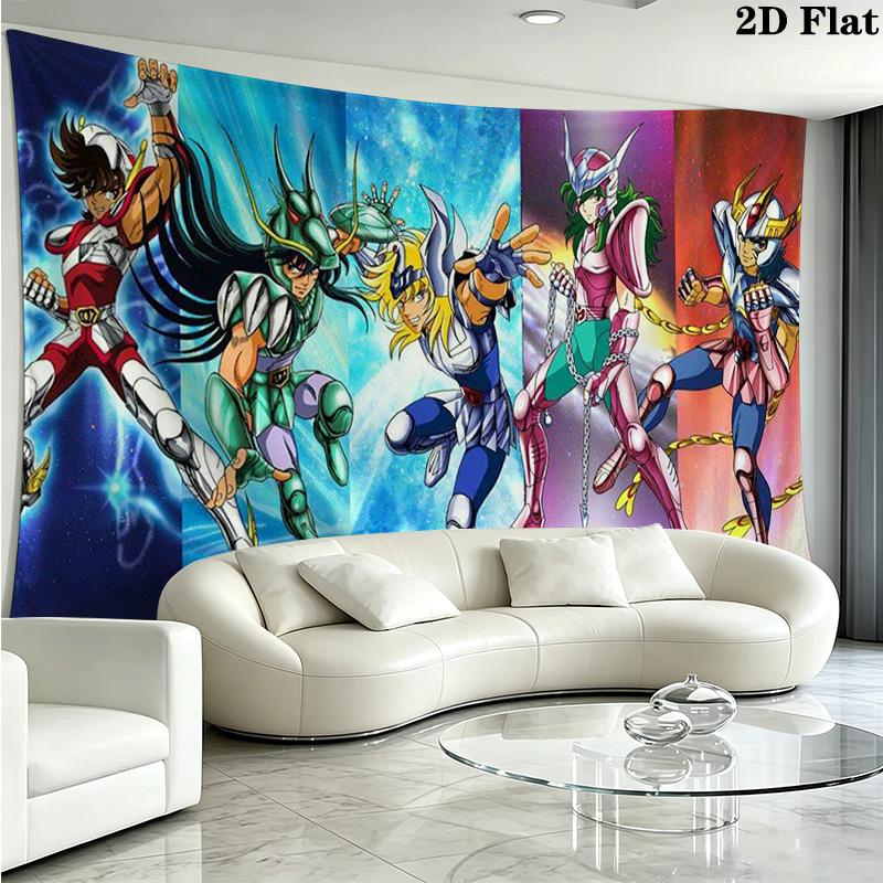 Saint Seiya Wall Tapestry Aesthetic Wall Hanging Printed Fabric Blanket Decorative Tapestries for Bedroom Living Room Home Decor