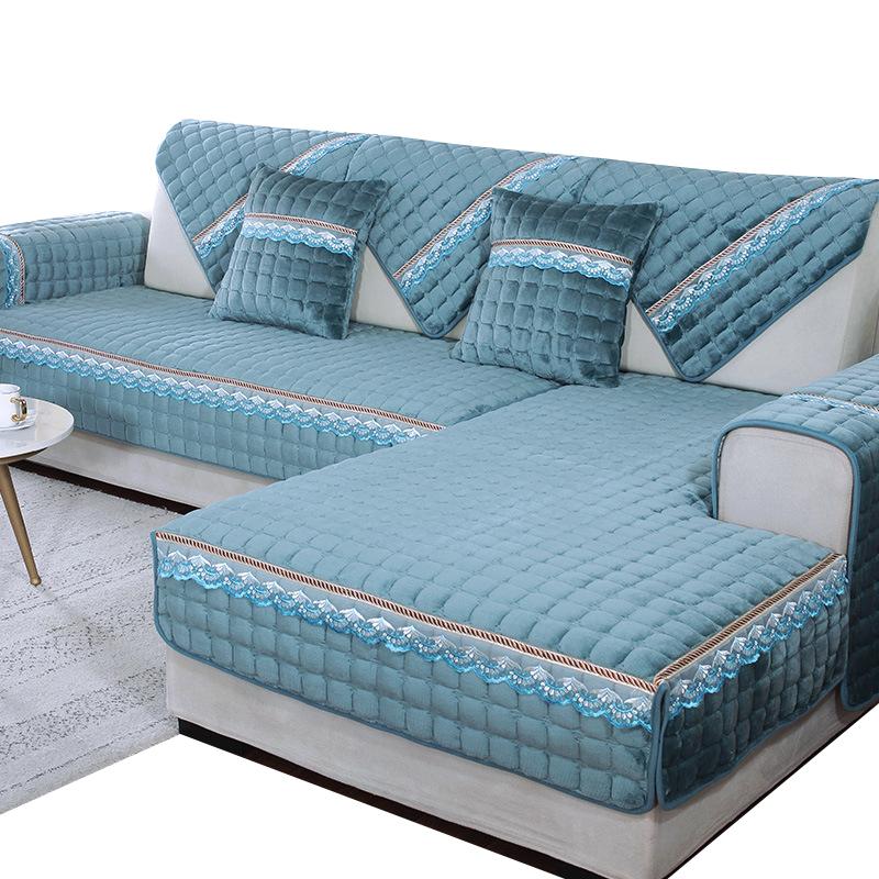 Tykt plysj sofatrekk beskytter sklisikkert sofatrekk moderne flanell sofatrekk til stue 3-seters sofaer og lenestoler