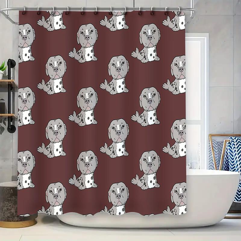 

French Bulldog Shower Curtain Waterproof Cute Puppy Dog Bath Decor Set Vintage Farmhouse Bathroom Art Home Decor W60H190(CM)-1 Pcs